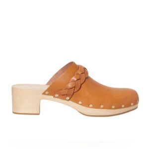 Loeffler Randall Lupa Braided Leather Clogs, Mules, Cognac, Women's US 6.5